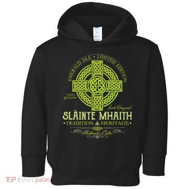 Slainte Mhaith Celtic Knot Cross Irish Original Green Toddler Hoodie