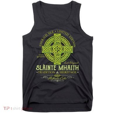 Slainte Mhaith Celtic Knot Cross Irish Original Green Tank Top