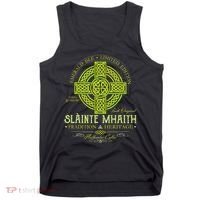 Slainte Mhaith Celtic Knot Cross Irish Original Green Tank Top thumb 0