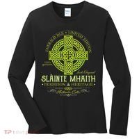 Slainte Mhaith Celtic Knot Cross Irish Original Green Women's Long Sleeve Shirt thumb 0