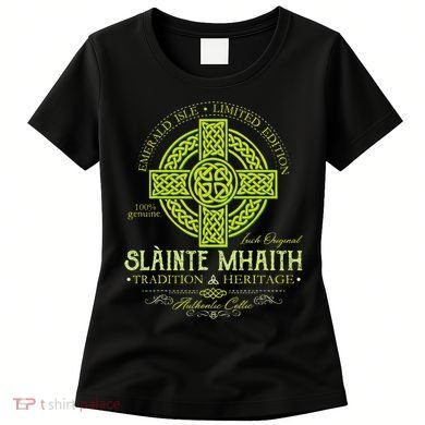 Slainte Mhaith Celtic Knot Cross Irish Original Green Women's T-Shirt