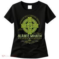 Slainte Mhaith Celtic Knot Cross Irish Original Green Women's T-Shirt thumb 0