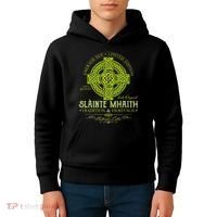 Slainte Mhaith Celtic Knot Cross Irish Original Green Kids Hoodie thumb 4