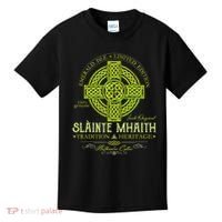Slainte Mhaith Celtic Knot Cross Irish Original Green Kids T-Shirt thumb 0