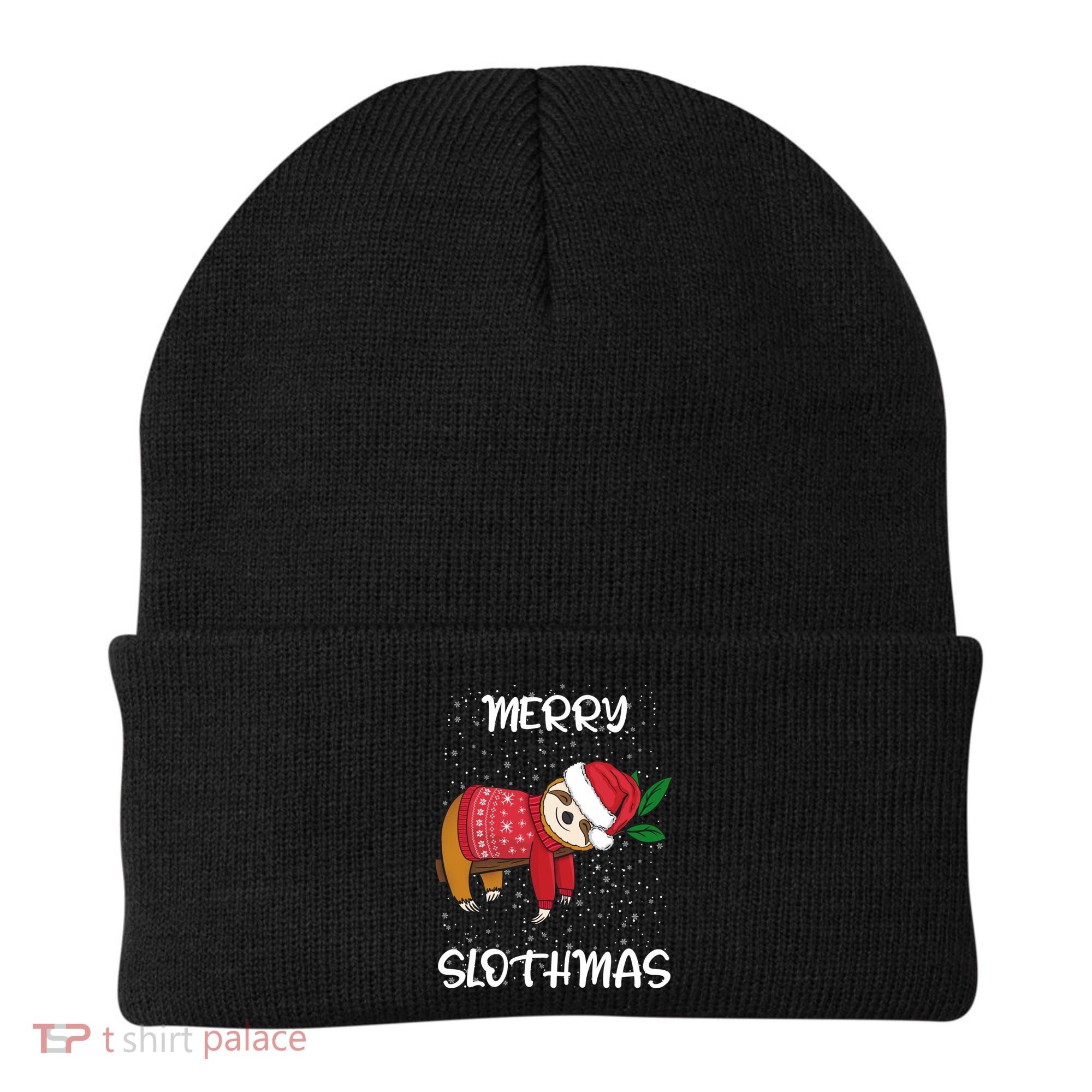 Sloth Merry Christmas Sweater Santa Sloth Merry Slothmas Funny Gift Beanie