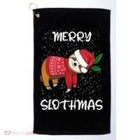 Sloth Merry Christmas Sweater Santa Sloth Merry Slothmas Funny Gift Golf Towel thumb 0