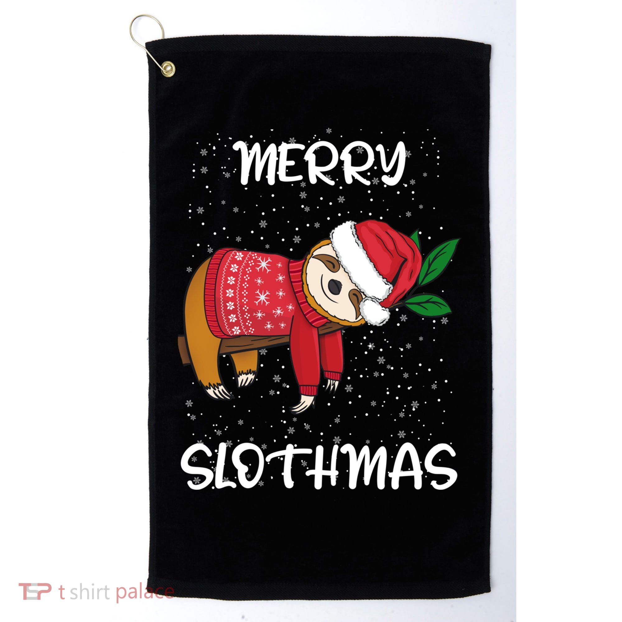 Sloth Merry Christmas Sweater Santa Sloth Merry Slothmas Funny Gift Golf Towel