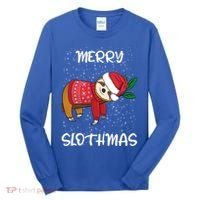 Sloth Merry Christmas Sweater Santa Sloth Merry Slothmas Funny Gift Tall Long Sleeve Shirt thumb 0