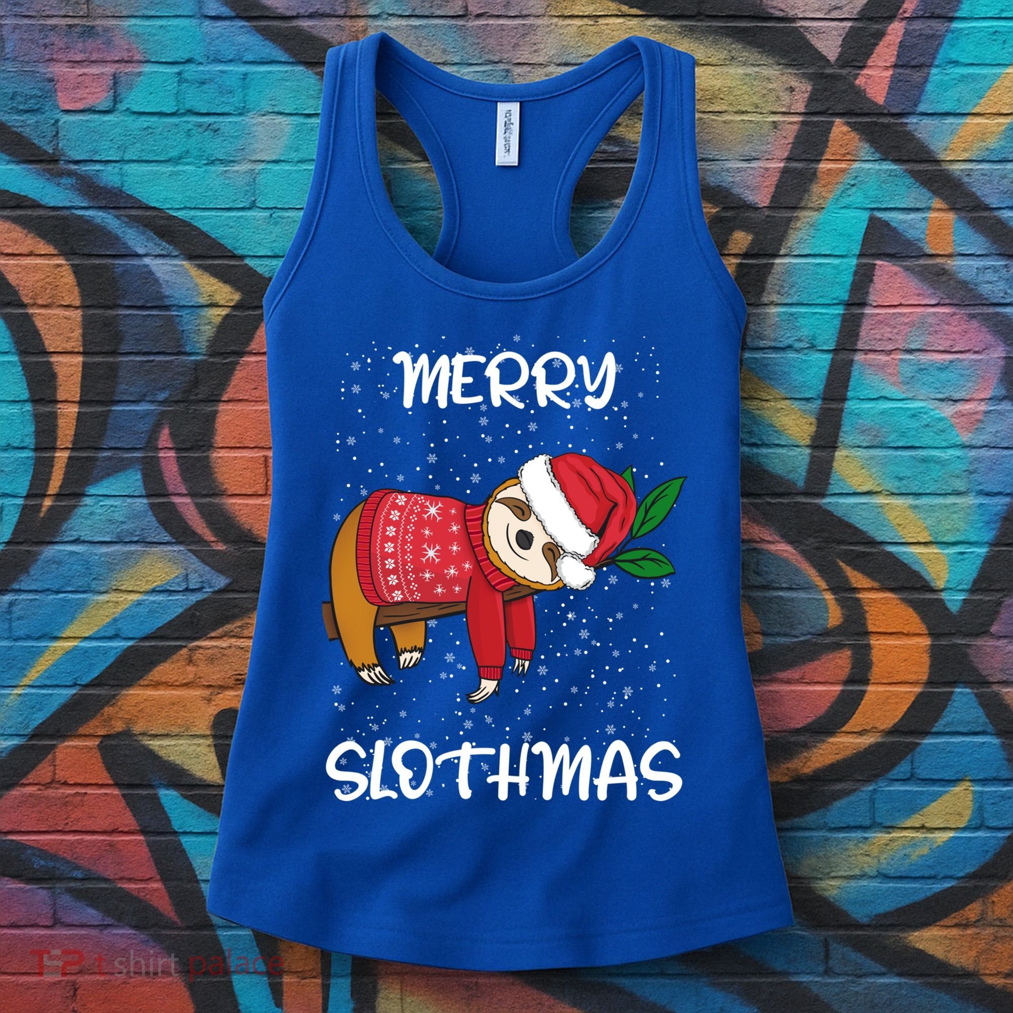 Sloth Merry Christmas Sweater Santa Sloth Merry Slothmas Funny Gift Women's Tank Top