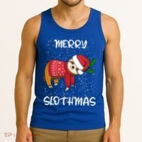 Sloth Merry Christmas Sweater Santa Sloth Merry Slothmas Funny Gift Tank Top thumb 3