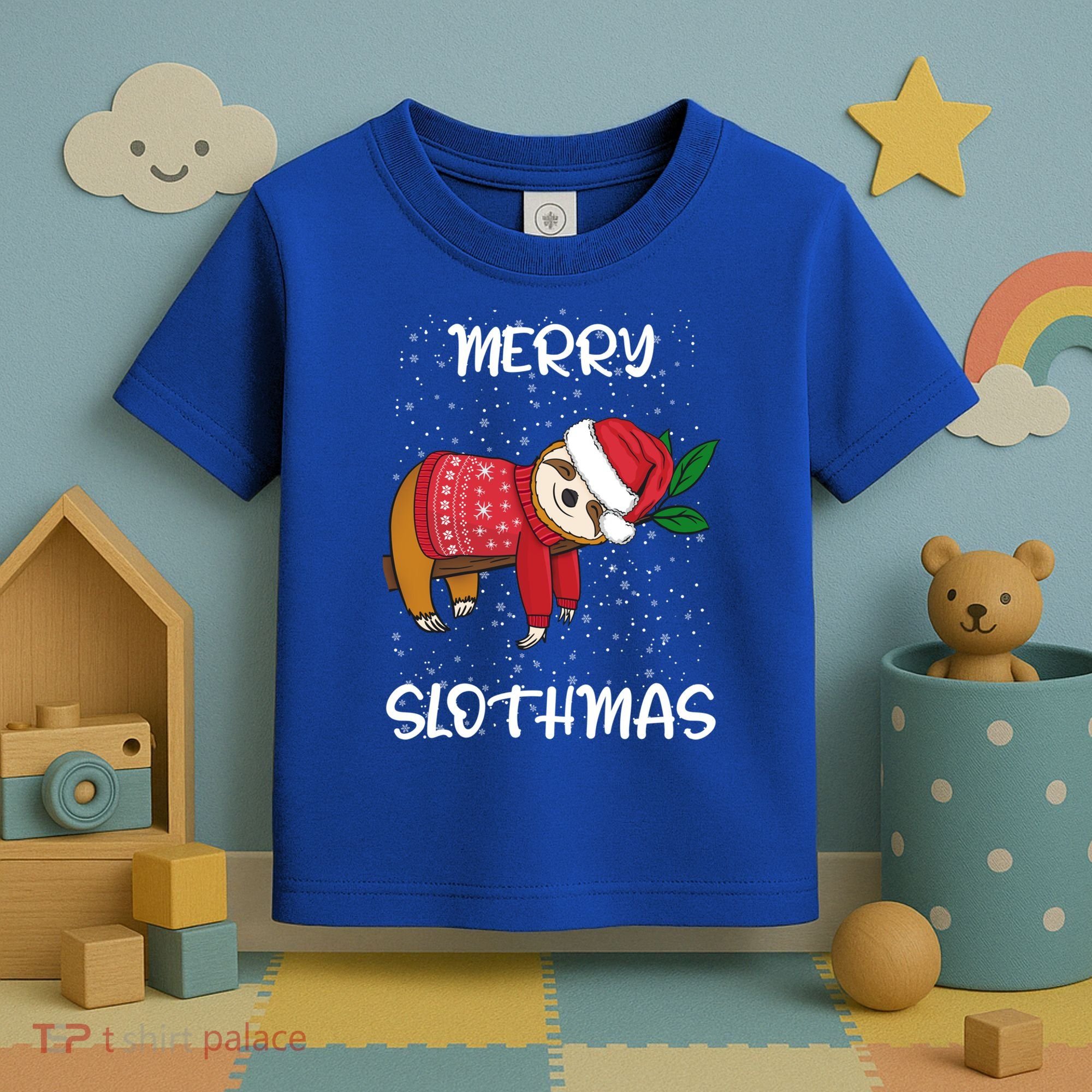Sloth Merry Christmas Sweater Santa Sloth Merry Slothmas Funny Gift Toddler T-Shirt