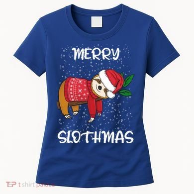 Sloth Merry Christmas Sweater Santa Sloth Merry Slothmas Funny Gift Women's T-Shirt