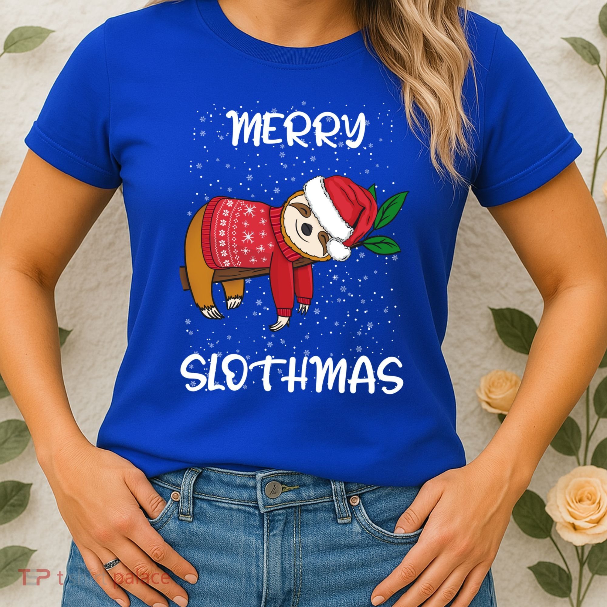 Sloth Merry Christmas Sweater Santa Sloth Merry Slothmas Funny Gift Women's T-Shirt