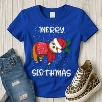 Sloth Merry Christmas Sweater Santa Sloth Merry Slothmas Funny Gift Women's T-Shirt thumb 3