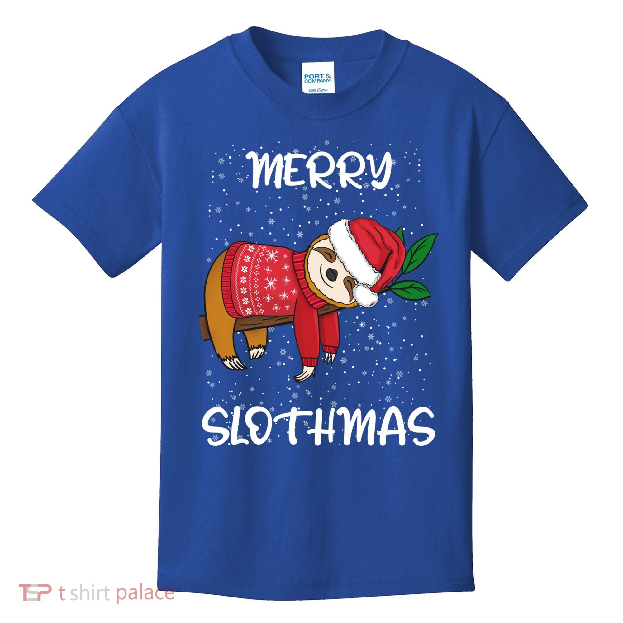 Sloth Merry Christmas Sweater Santa Sloth Merry Slothmas Funny Gift Kids T-Shirt