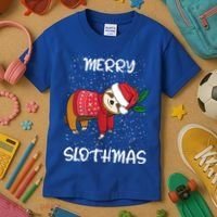Sloth Merry Christmas Sweater Santa Sloth Merry Slothmas Funny Gift Kids T-Shirt thumb 3