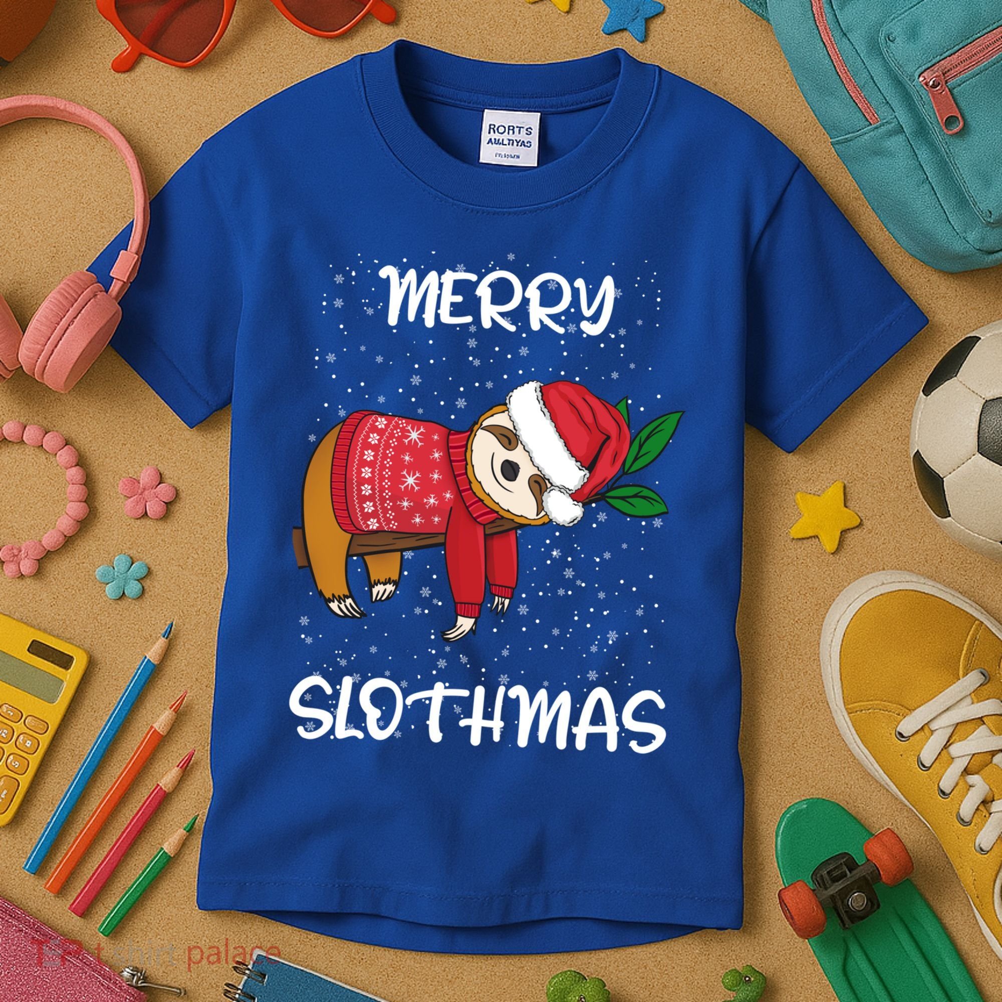 Sloth Merry Christmas Sweater Santa Sloth Merry Slothmas Funny Gift Kids T-Shirt