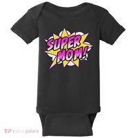 Super Mom Comic Book Superhero Mother's Day Baby Bodysuit thumb 0