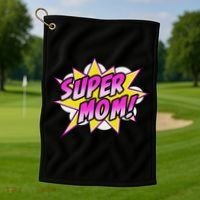 Super Mom Comic Book Superhero Mother's Day Golf Towel thumb 1