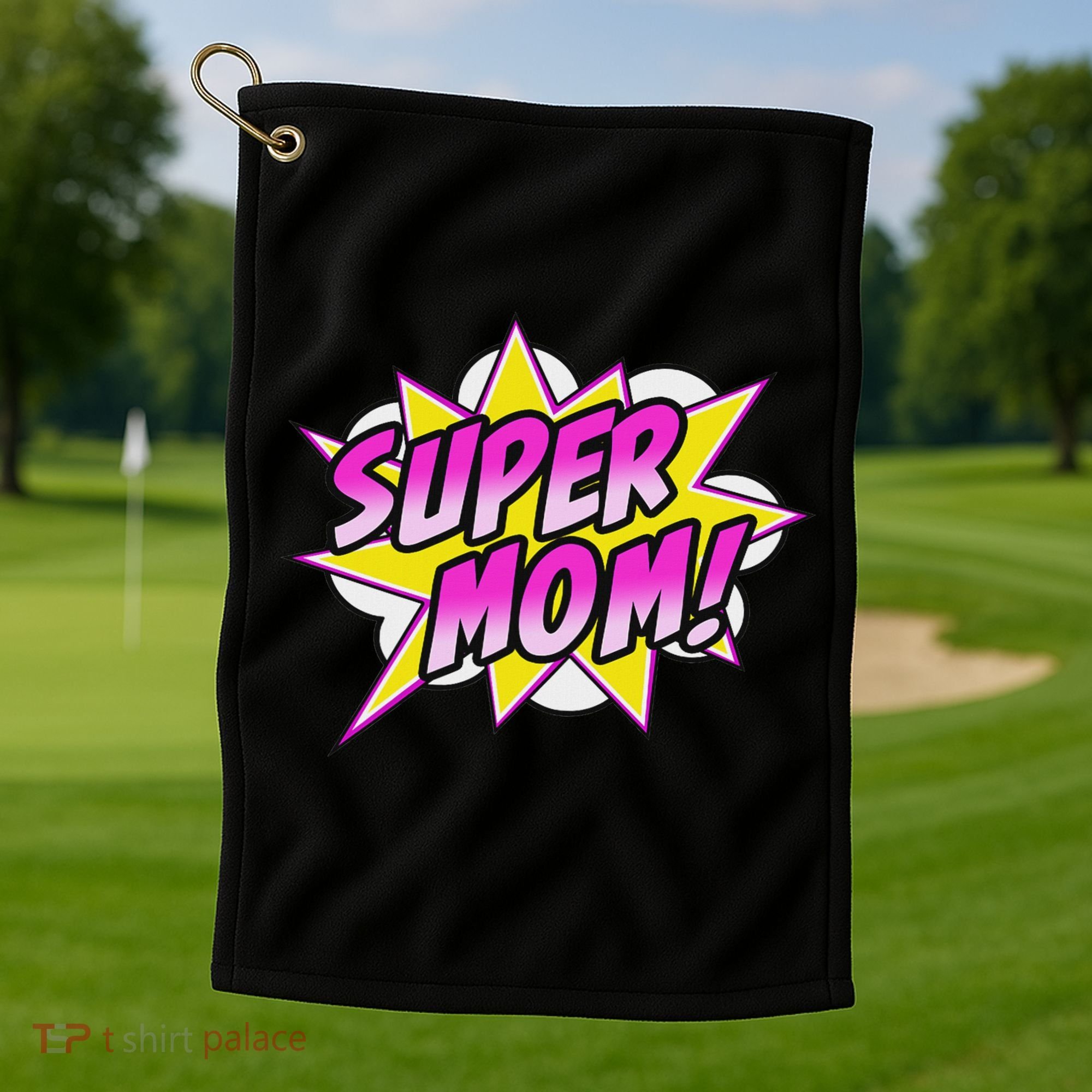 Super Mom Comic Book Superhero Mother's Day Golf Towel