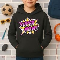 Super Mom Comic Book Superhero Mother's Day Kids Hoodie thumb 2