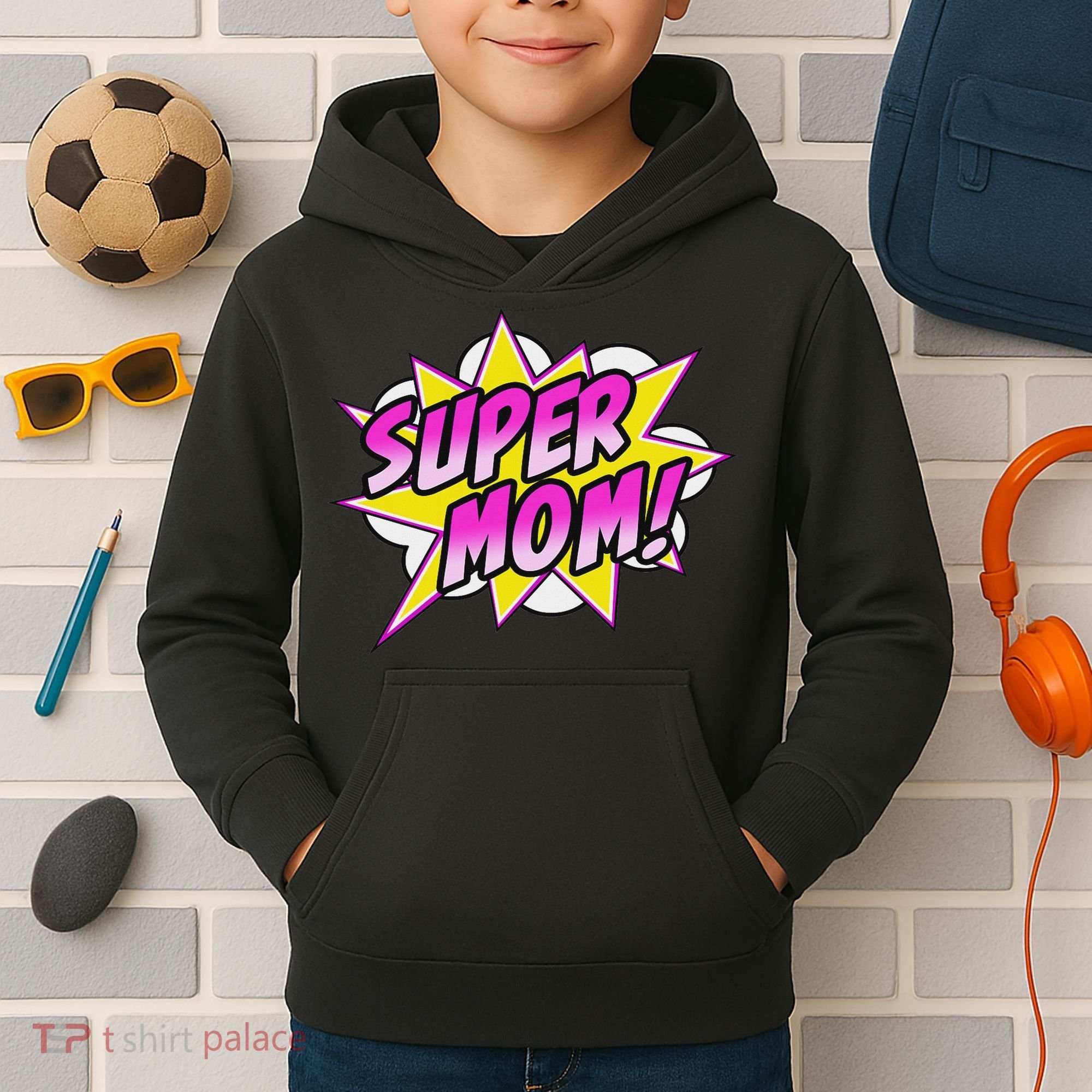 Super Mom Comic Book Superhero Mother's Day Kids Hoodie