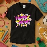 Super Mom Comic Book Superhero Mother's Day Kids T-Shirt thumb 3