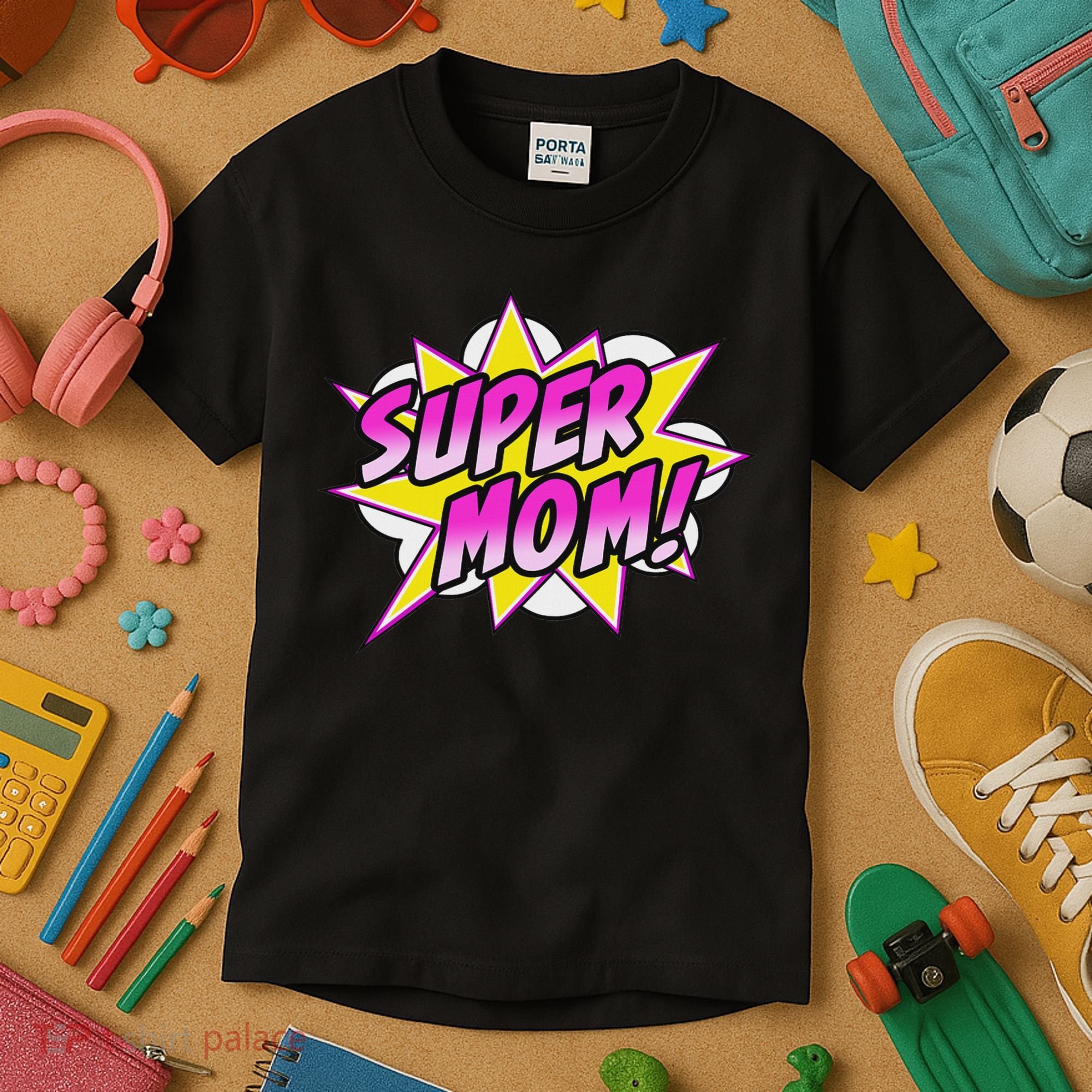 Super Mom Comic Book Superhero Mother's Day Kids T-Shirt