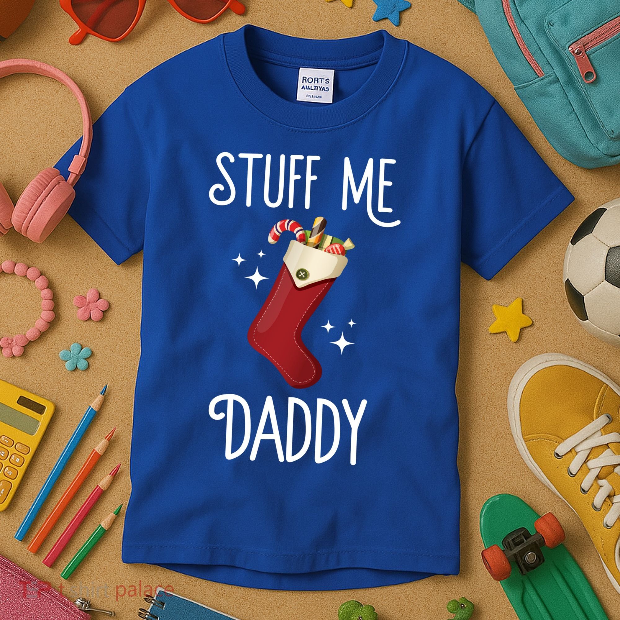 Stuff Me Daddy Naughty Christmas Stocking Dirty Xmas Great Gift Kids T-Shirt