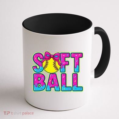 Softball Mama Drip Ice Cream Baseball Drip Game Day Coffee Mug back