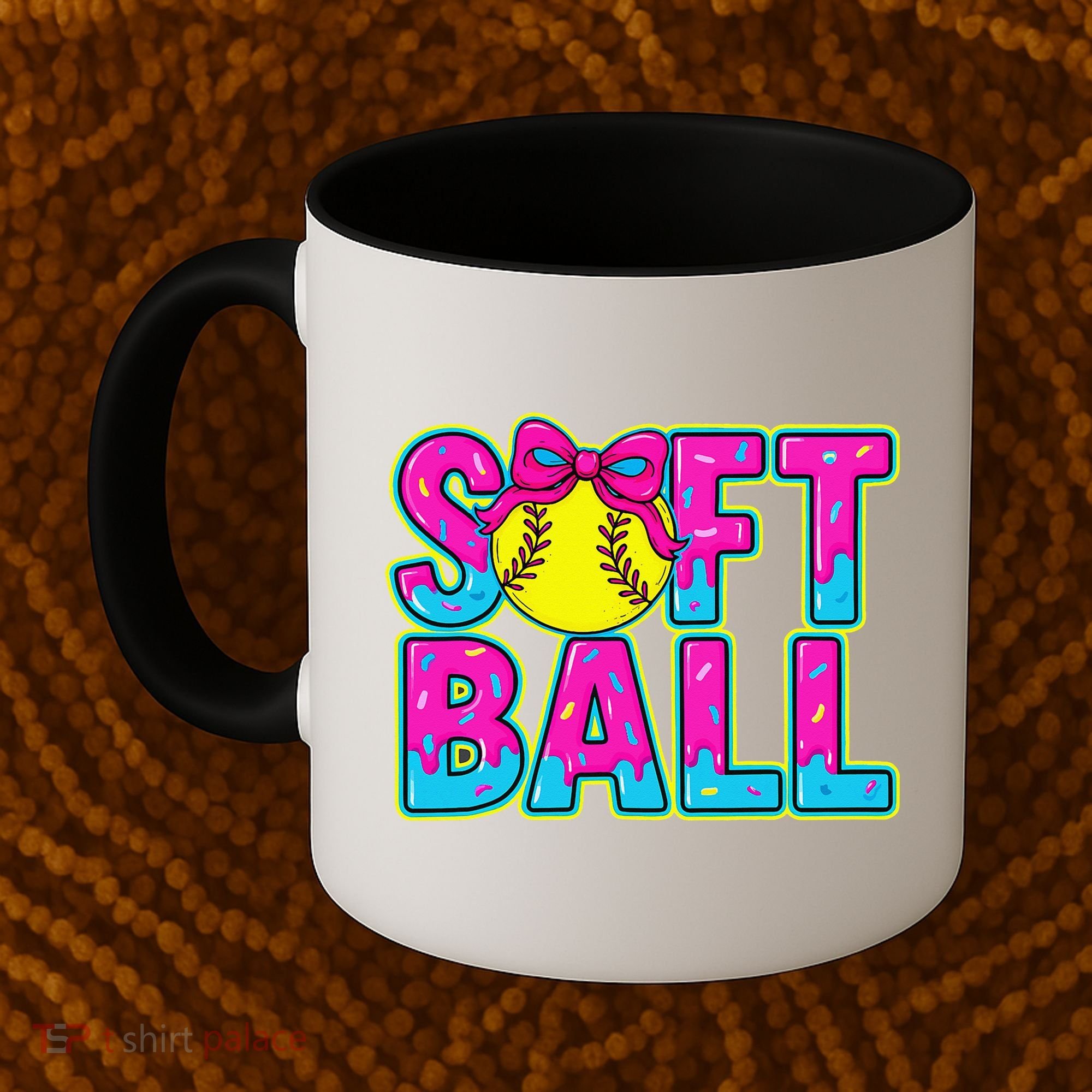 Softball Mama Drip Ice Cream Baseball Drip Game Day Coffee Mug