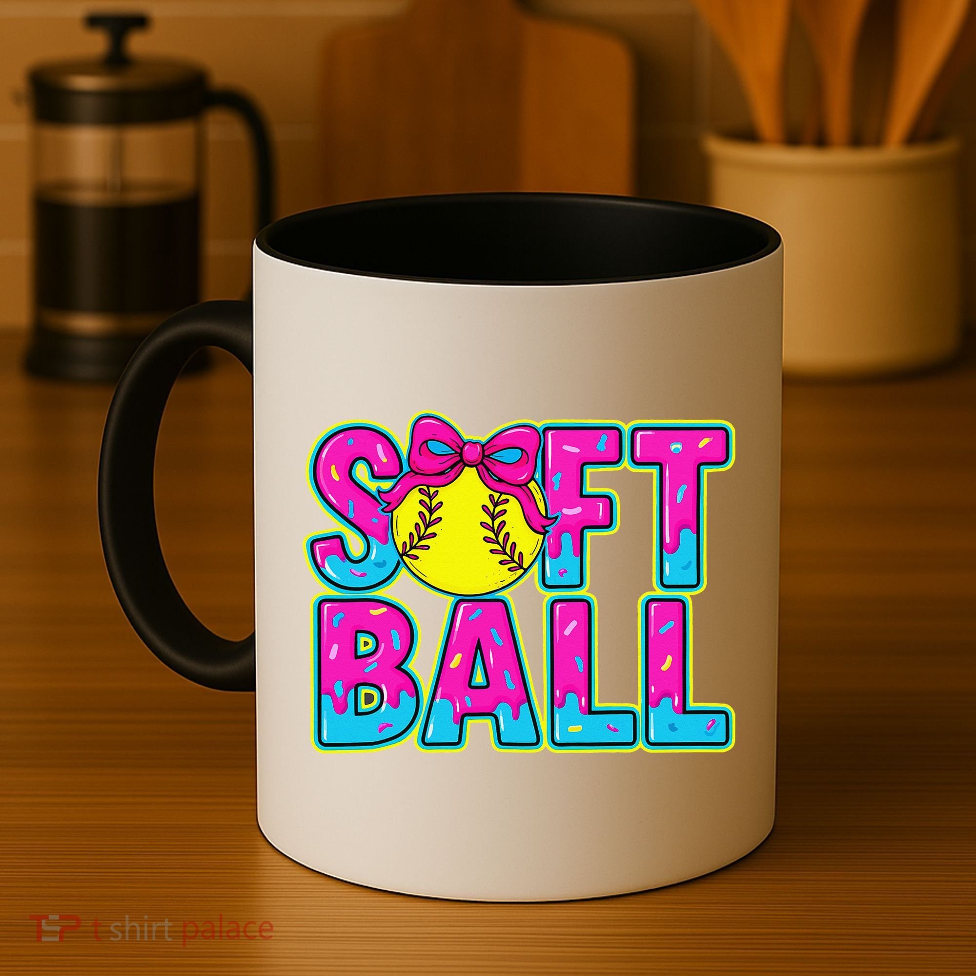 Softball Mama Drip Ice Cream Baseball Drip Game Day Coffee Mug
