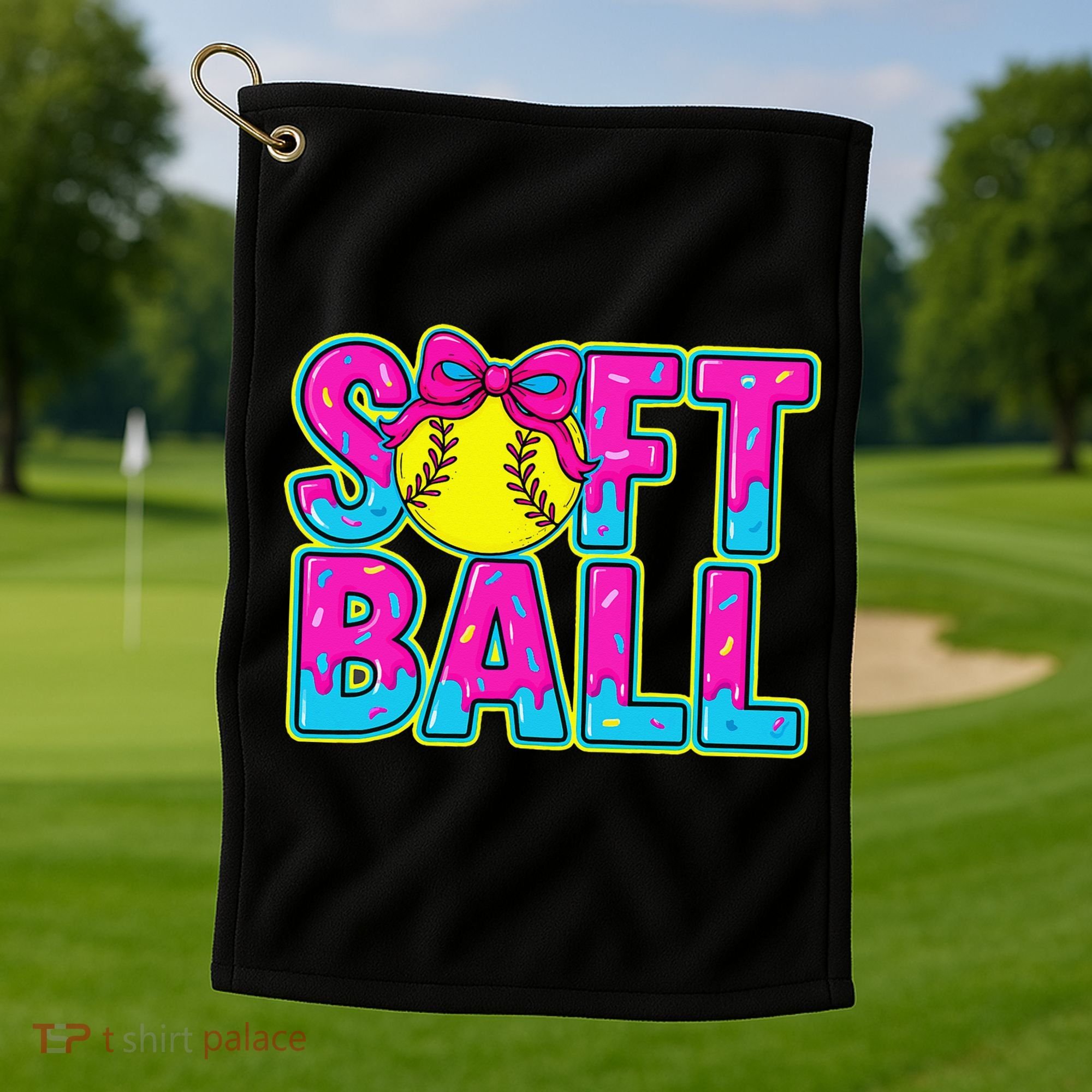 Softball Mama Drip Ice Cream Baseball Drip Game Day Golf Towel
