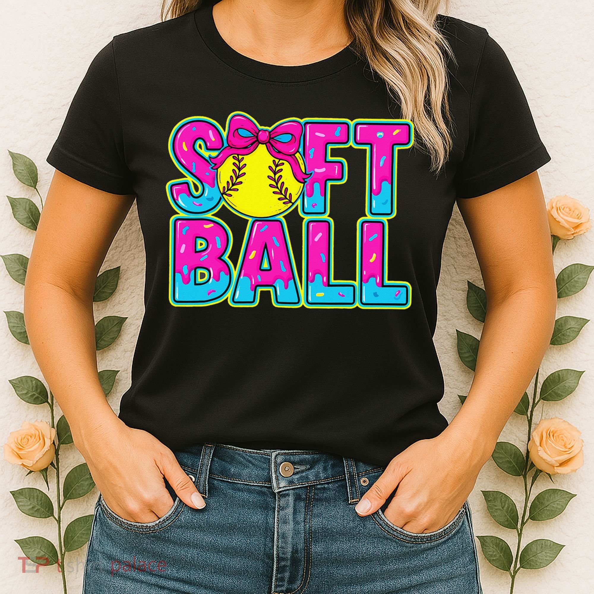 Softball Mama Drip Ice Cream Baseball Drip Game Day Women's T-Shirt