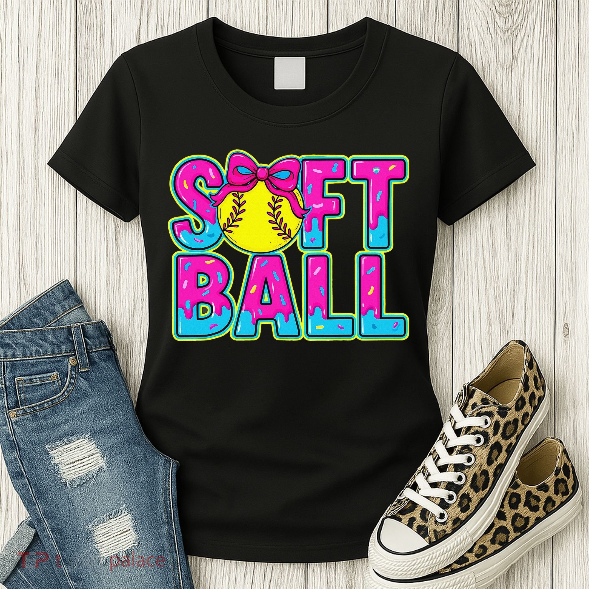 Softball Mama Drip Ice Cream Baseball Drip Game Day Women's T-Shirt