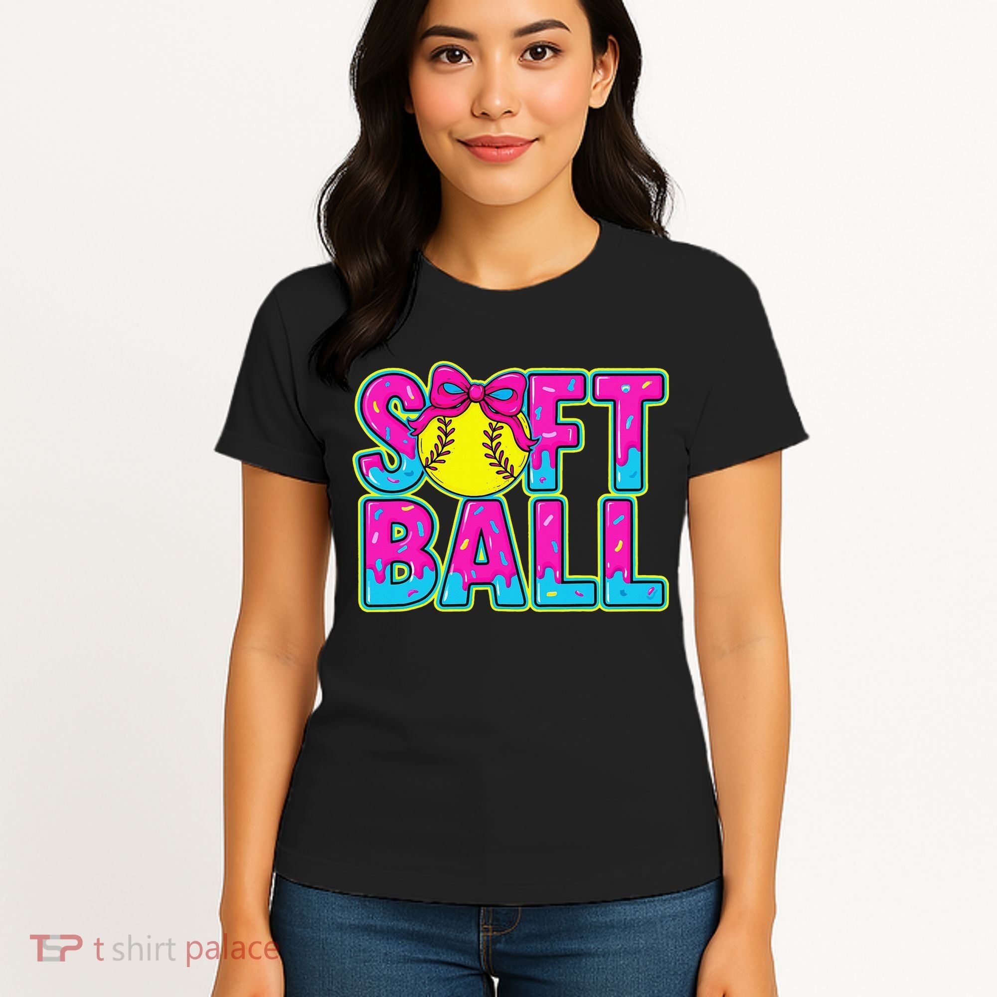 Softball Mama Drip Ice Cream Baseball Drip Game Day Women's T-Shirt