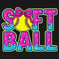 Softball Mama Drip Ice Cream Baseball Drip Game Day Women's T-Shirt thumb 6