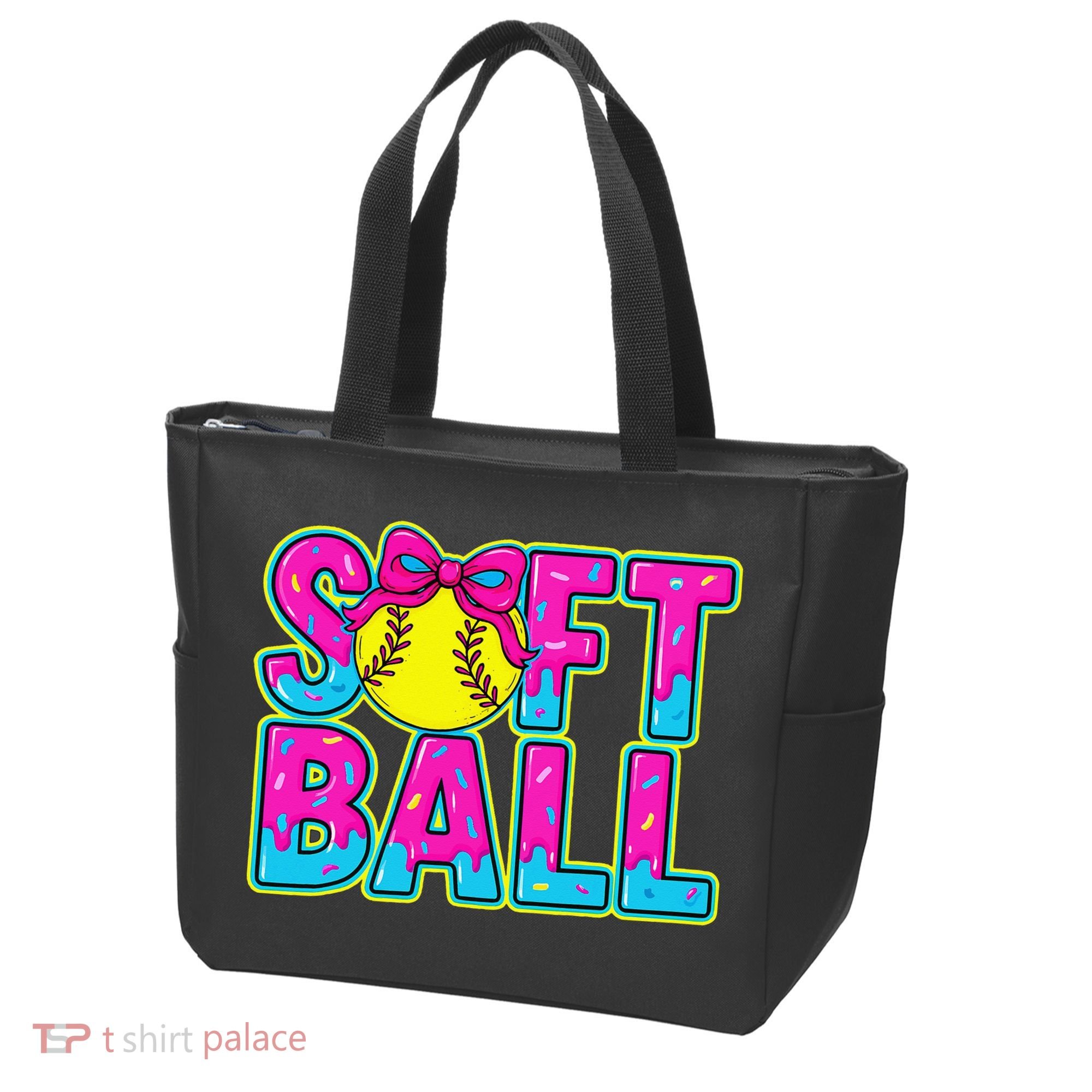 Softball Mama Drip Ice Cream Baseball Drip Game Day Tote Bag