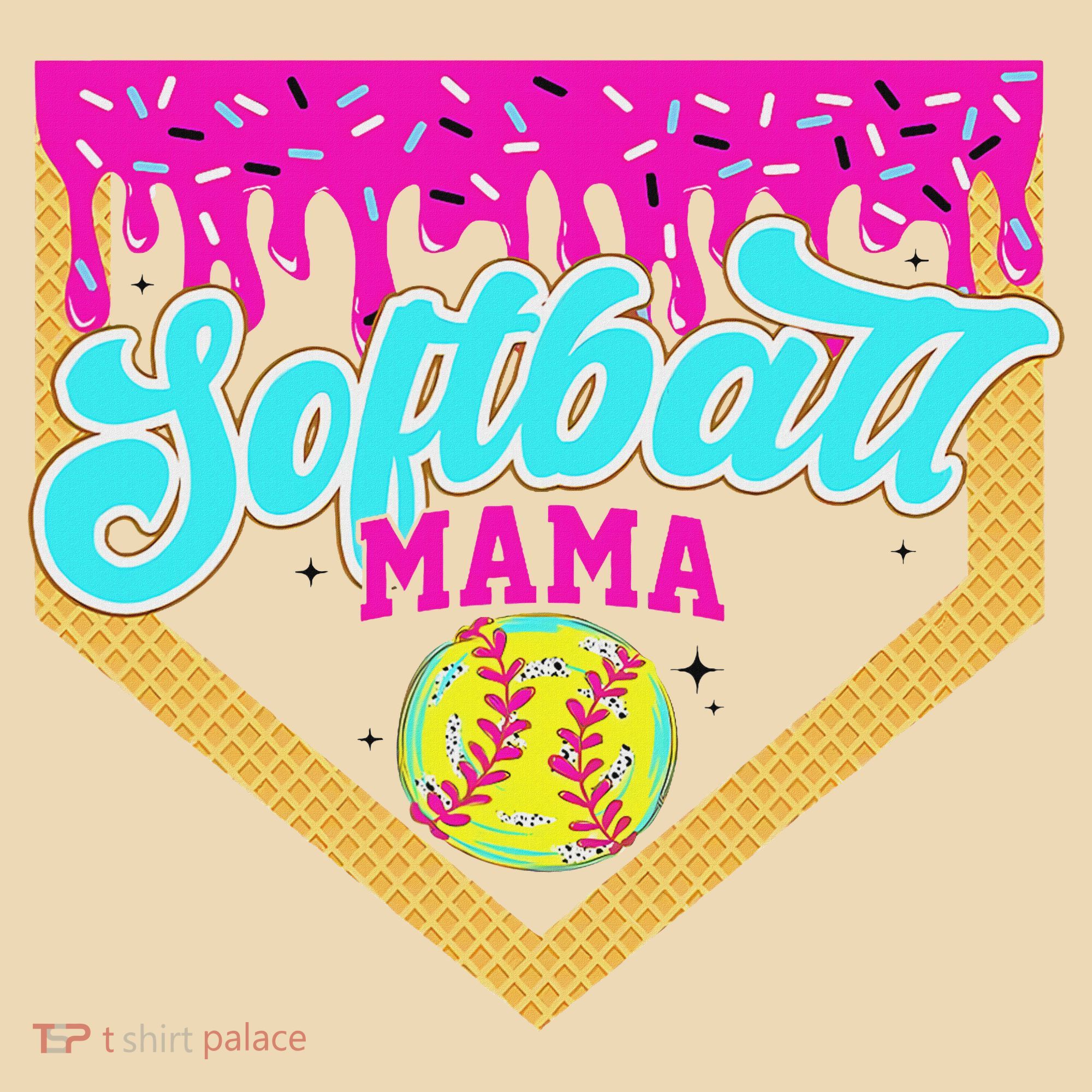 Softball Mama Drip Ice Cream Dripping Game Day Softball Mom Tote Bag