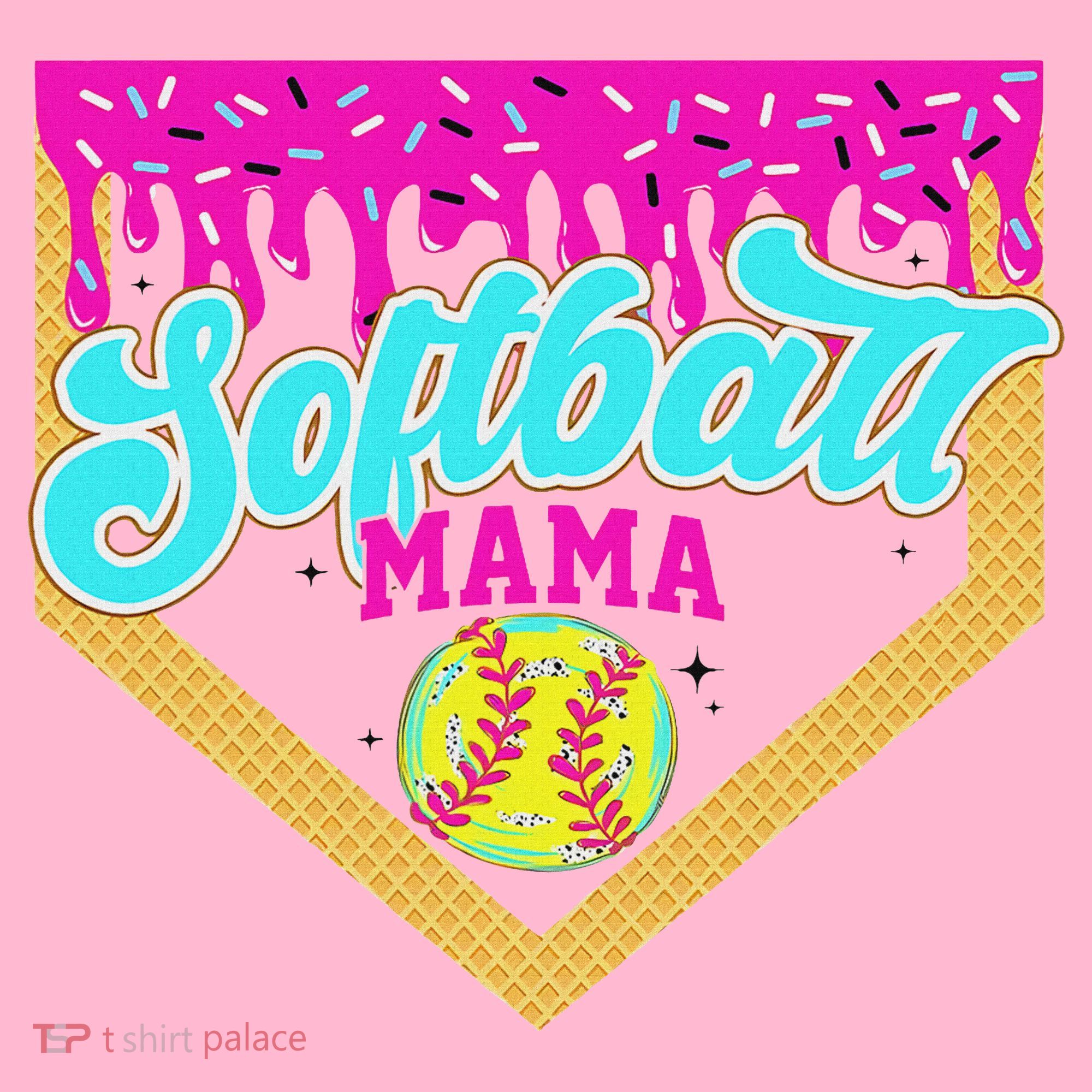 Softball Mama Drip Ice Cream Dripping Game Day Softball Mom Coaster
