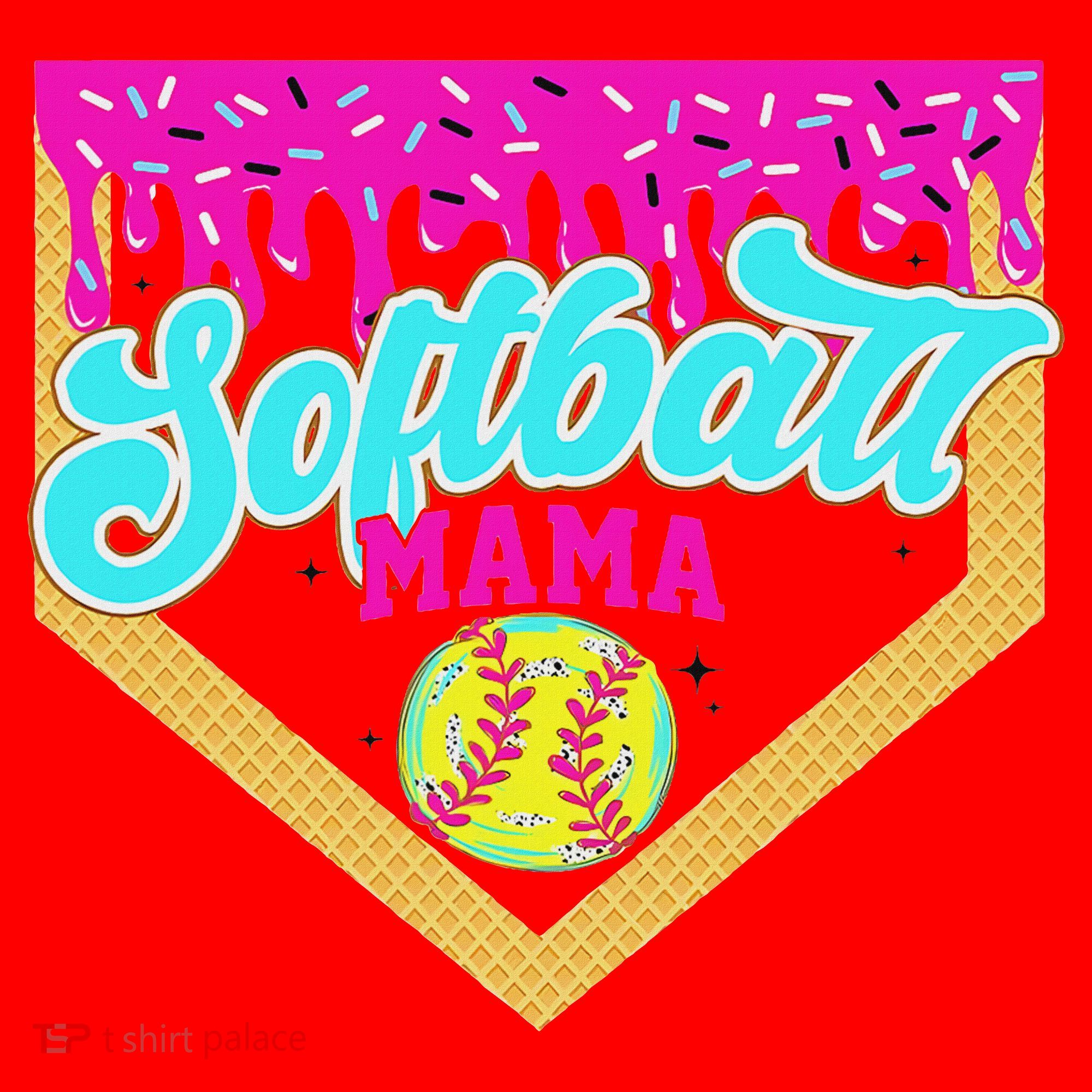 Softball Mama Drip Ice Cream Dripping Game Day Softball Mom Santa Hat