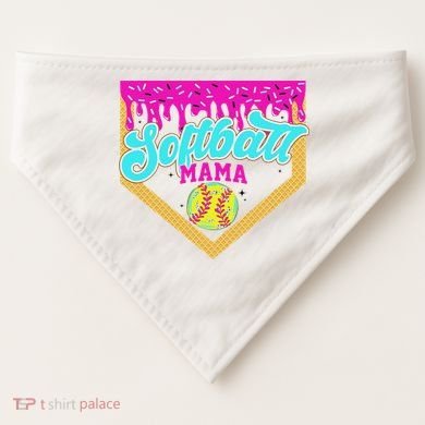Softball Mama Drip Ice Cream Dripping Game Day Softball Mom USA-Made Doggie Bandana