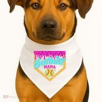 Softball Mama Drip Ice Cream Dripping Game Day Softball Mom USA-Made Doggie Bandana thumb 1