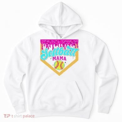 Softball Mama Drip Ice Cream Dripping Game Day Softball Mom Hoodie