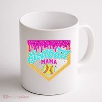 Softball Mama Drip Ice Cream Dripping Game Day Softball Mom Coffee Mug thumb 1