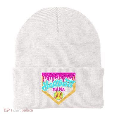 Softball Mama Drip Ice Cream Dripping Game Day Softball Mom Beanie