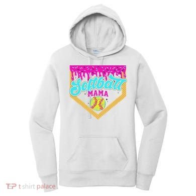 Softball Mama Drip Ice Cream Dripping Game Day Softball Mom Women's Hoodie