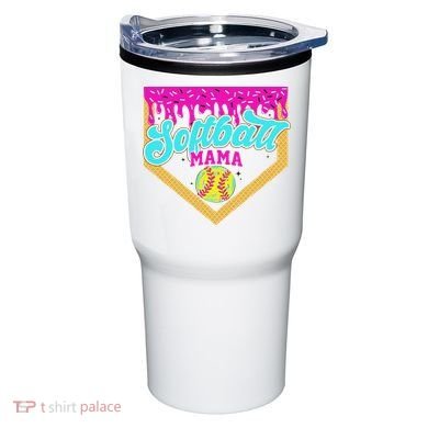 Softball Mama Drip Ice Cream Dripping Game Day Softball Mom Tumbler