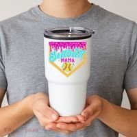 Softball Mama Drip Ice Cream Dripping Game Day Softball Mom Tumbler thumb 2