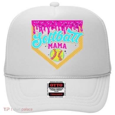Softball Mama Drip Ice Cream Dripping Game Day Softball Mom Hat